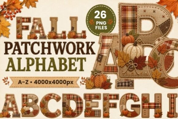 Download Fall Patchwork Alphabet PNG Bundle - Premium Resources